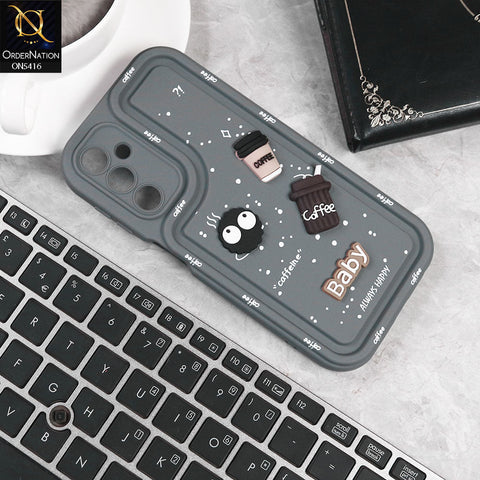 Samsung Galaxy A24 4G Cover - Gray -  Cute 3D Cartoon Coffee Soft Silicon Case With Camera Protection