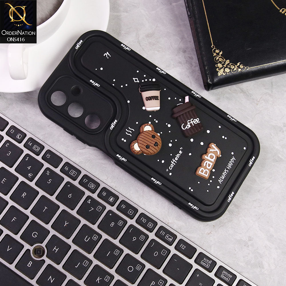 Samsung Galaxy A25 5GCover - Black -  Cute 3D Cartoon Coffee Soft Silicon Case With Camera Protection