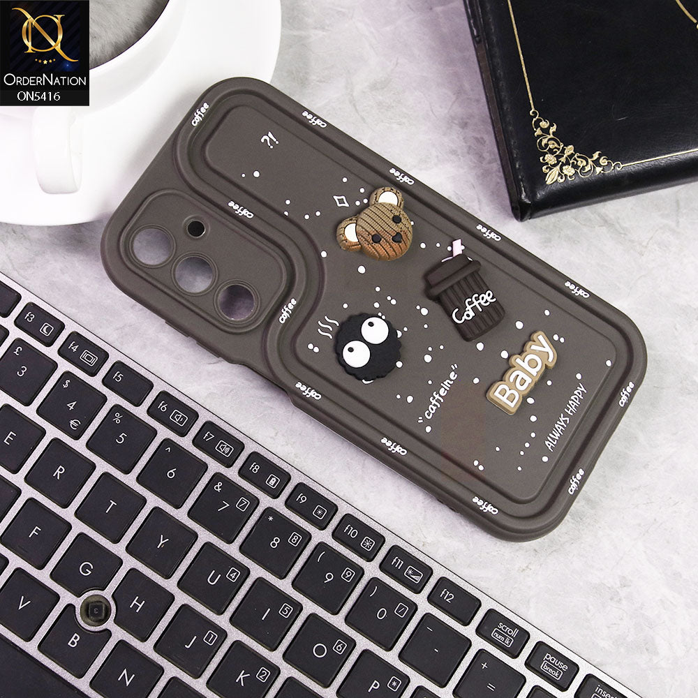 Samsung Galaxy A25 5GCover - Brown -  Cute 3D Cartoon Coffee Soft Silicon Case With Camera Protection