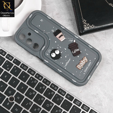 Samsung Galaxy A25 5GCover - Gray -  Cute 3D Cartoon Coffee Soft Silicon Case With Camera Protection