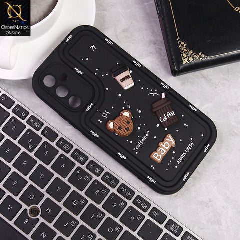 Samsung Galaxy A34 5G Cover - Black -  Cute 3D Cartoon Coffee Soft Silicon Case With Camera Protection