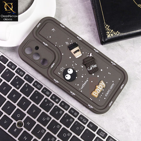Samsung Galaxy A34 5G Cover - Brown -  Cute 3D Cartoon Coffee Soft Silicon Case With Camera Protection