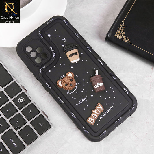 Samsung Galaxy A51 Cover - Black - Cute 3D Cartoon Coffee Soft Silicon Case With Camera Protection