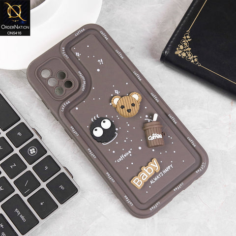 Samsung Galaxy A51 Cover - Brown - Cute 3D Cartoon Coffee Soft Silicon Case With Camera Protection