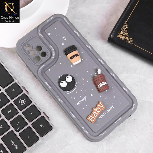 Samsung Galaxy A51 Cover - Gray - Cute 3D Cartoon Coffee Soft Silicon Case With Camera Protection