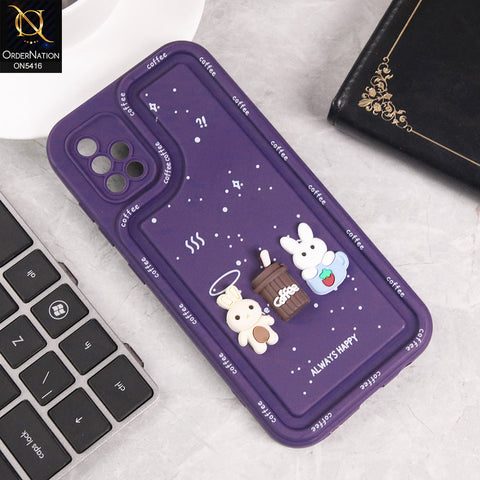 Samsung Galaxy A51 Cover - Purple - Cute 3D Cartoon Coffee Soft Silicon Case With Camera Protection