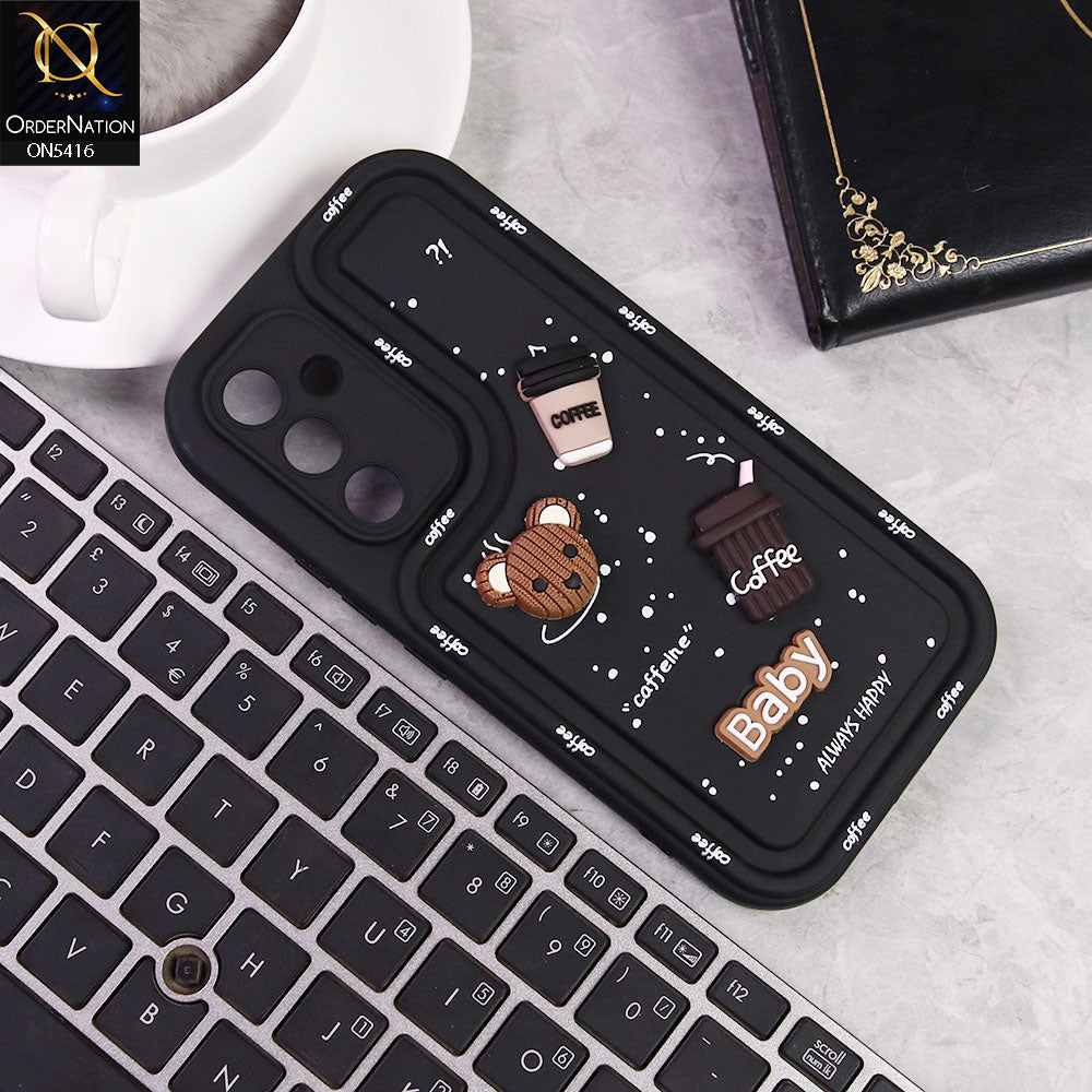 Samsung Galaxy A54 Cover - Black -  Cute 3D Cartoon Coffee Soft Silicon Case With Camera Protection