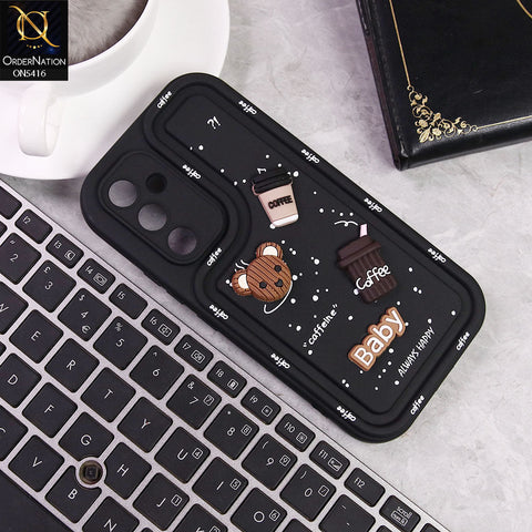 Samsung Galaxy A54 Cover - Black -  Cute 3D Cartoon Coffee Soft Silicon Case With Camera Protection