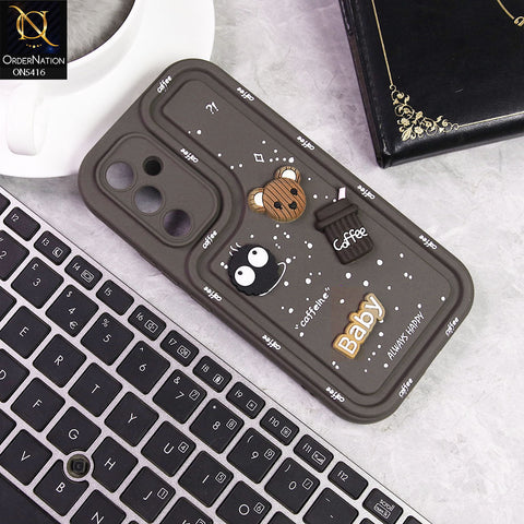 Samsung Galaxy A54 Cover - Brown -  Cute 3D Cartoon Coffee Soft Silicon Case With Camera Protection