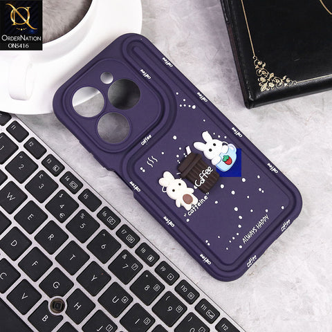 Infinix Smart 8 Pro Cover - Purple -  Cute 3D Cartoon Coffee Soft Silicon Case With Camera Protection