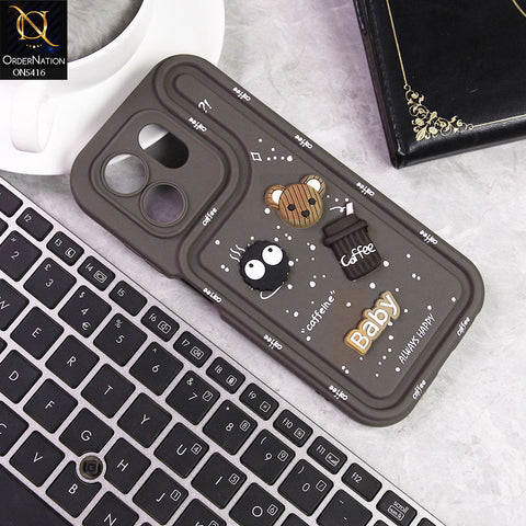 Infinix Smart 9 Cover - Brown -  Cute 3D Cartoon Coffee Soft Silicon Case With Camera Protection