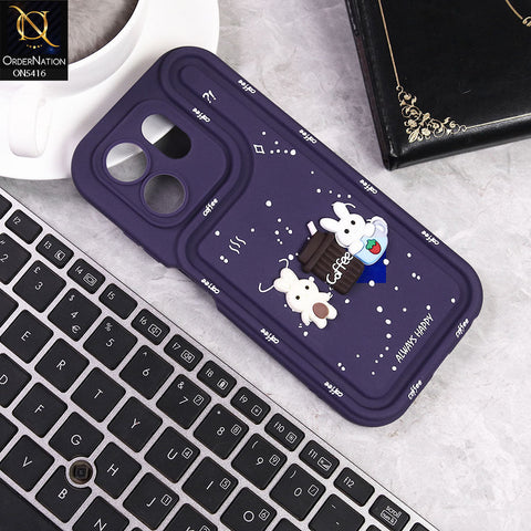 Infinix Hot 50i Cover - Purple -  Cute 3D Cartoon Coffee Soft Silicon Case With Camera Protection