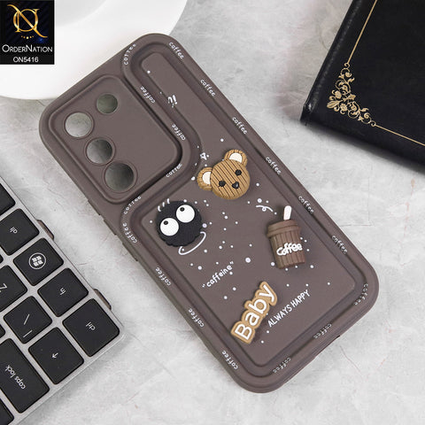 Vivo V29e Cover - Brown - Cute 3D Cartoon Coffee Soft Silicon Case With Camera Protection