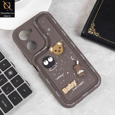 Vivo Y18 Cover - Brown - Cute 3D Cartoon Coffee Soft Silicon Case With Camera Protection