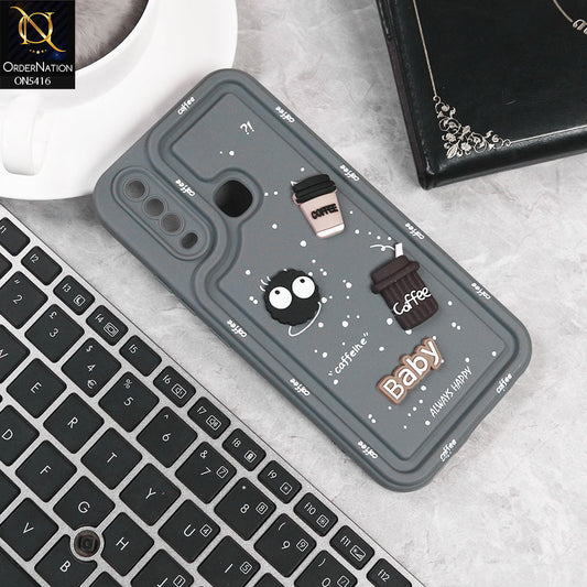 Vivo Y17 Cover - Gray -  Cute 3D Cartoon Coffee Soft Silicon Case With Camera Protection