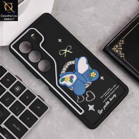 Tecno Camon 40 Cover - Black - D1 - New Soft Silicone Case With Cute 3D Butterfly Soft Borders With Camera Protection Soft Case