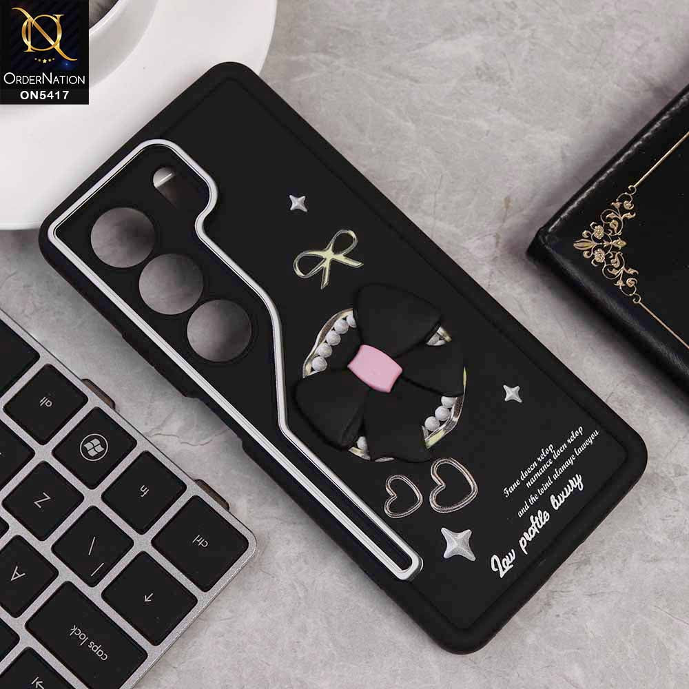 Tecno Camon 40 Cover - Black - New Soft Silicone Case With Cute 3D Bow Knot Soft Borders With Camera Protection Soft Case