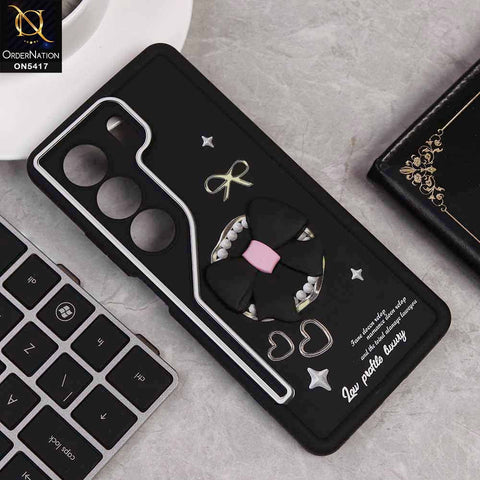 Tecno Camon 40 Cover - Black - New Soft Silicone Case With Cute 3D Bow Knot Soft Borders With Camera Protection Soft Case