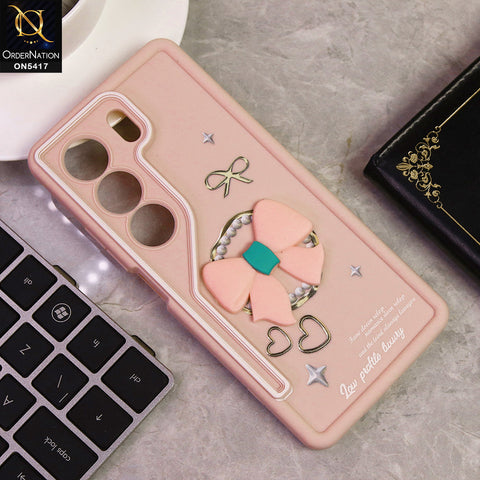 Tecno Camon 40 Cover - Light Pink - New Soft Silicone Case With Cute 3D Bow Knot Soft Borders With Camera Protection Soft Case