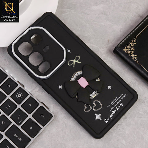 Infinix Note 50 4G Cover - Black - New Soft Silicone Case With Cute 3D Bow Knot Soft Borders With Camera Protection Soft Case