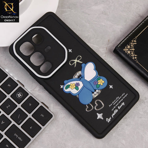 Infinix Note 50 4G Cover - Black - D1 - New Soft Silicone Case With Cute 3D Butterfly Soft Borders With Camera Protection Soft Case