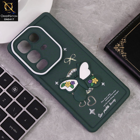 Infinix Note 50 4G Cover - Green - New Soft Silicone Case With Cute 3D Butterfly Soft Borders With Camera Protection Soft Case