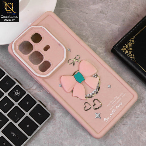 Infinix Note 50 4G Cover - Light Pink - New Soft Silicone Case With Cute 3D Bow Knot Soft Borders With Camera Protection Soft Case