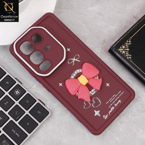 Infinix Note 50 4G Cover - Red - New Soft Silicone Case With Cute 3D Bow Knot Soft Borders With Camera Protection Soft Case