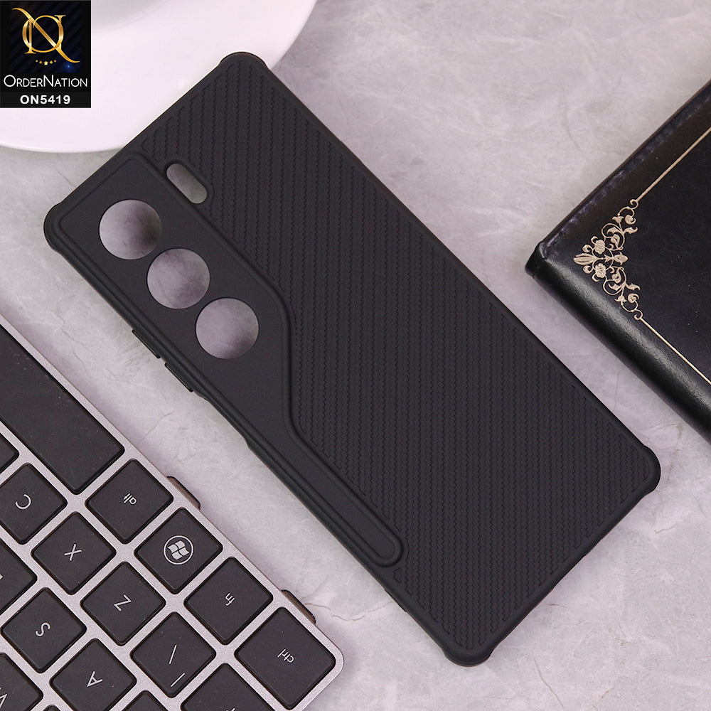 Tecno Camon 40 Pro Cover - Black - New Carbon Fiber Texture Case With Camera Protection Soft Case