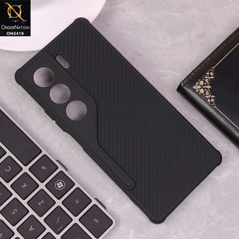 Tecno Camon 40 Pro Cover - Black - New Carbon Fiber Texture Case With Camera Protection Soft Case