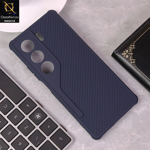 Tecno Camon 40 Pro Cover - Blue - New Carbon Fiber Texture Case With Camera Protection Soft Case