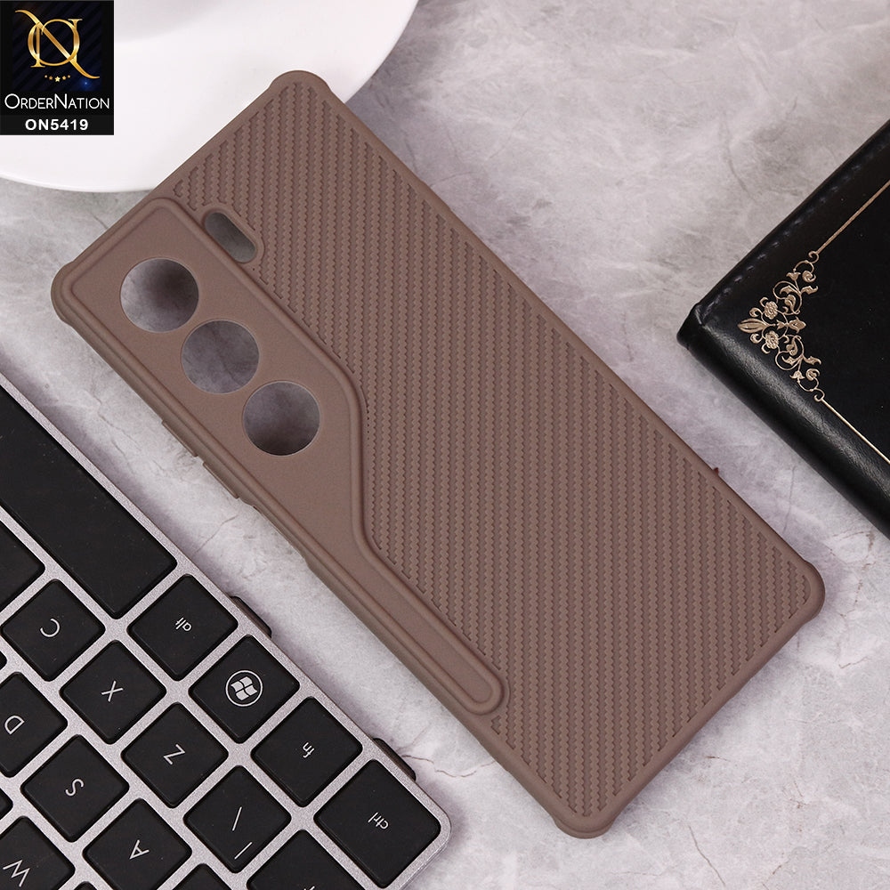 Tecno Camon 40 Pro Cover - Brown - New Carbon Fiber Texture Case With Camera Protection Soft Case