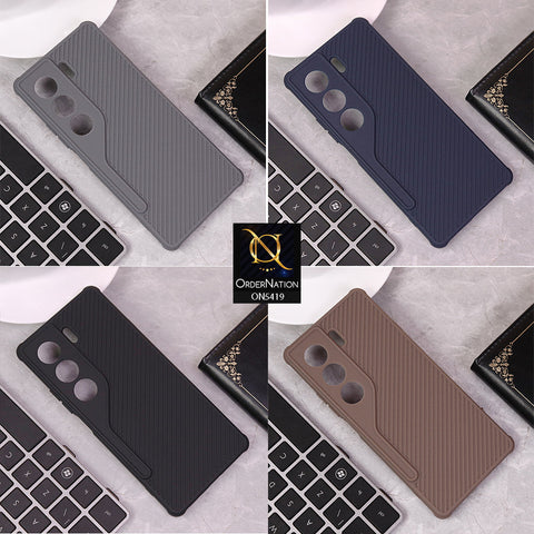 Tecno Camon 40 Pro Cover - Brown - New Carbon Fiber Texture Case With Camera Protection Soft Case
