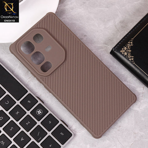 Infinix Note 50 Pro 4G Cover - Brown - New Carbon Fiber Texture Case With Camera Protection Soft Case