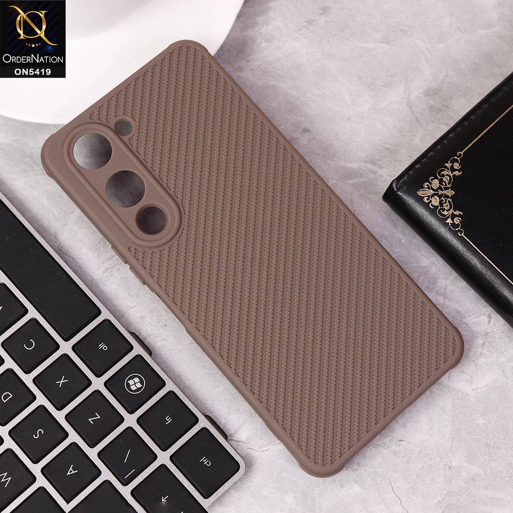 Vivo Y29s Cover - Brown - New Carbon Fiber Texture Case With Camera Protection Soft Case
