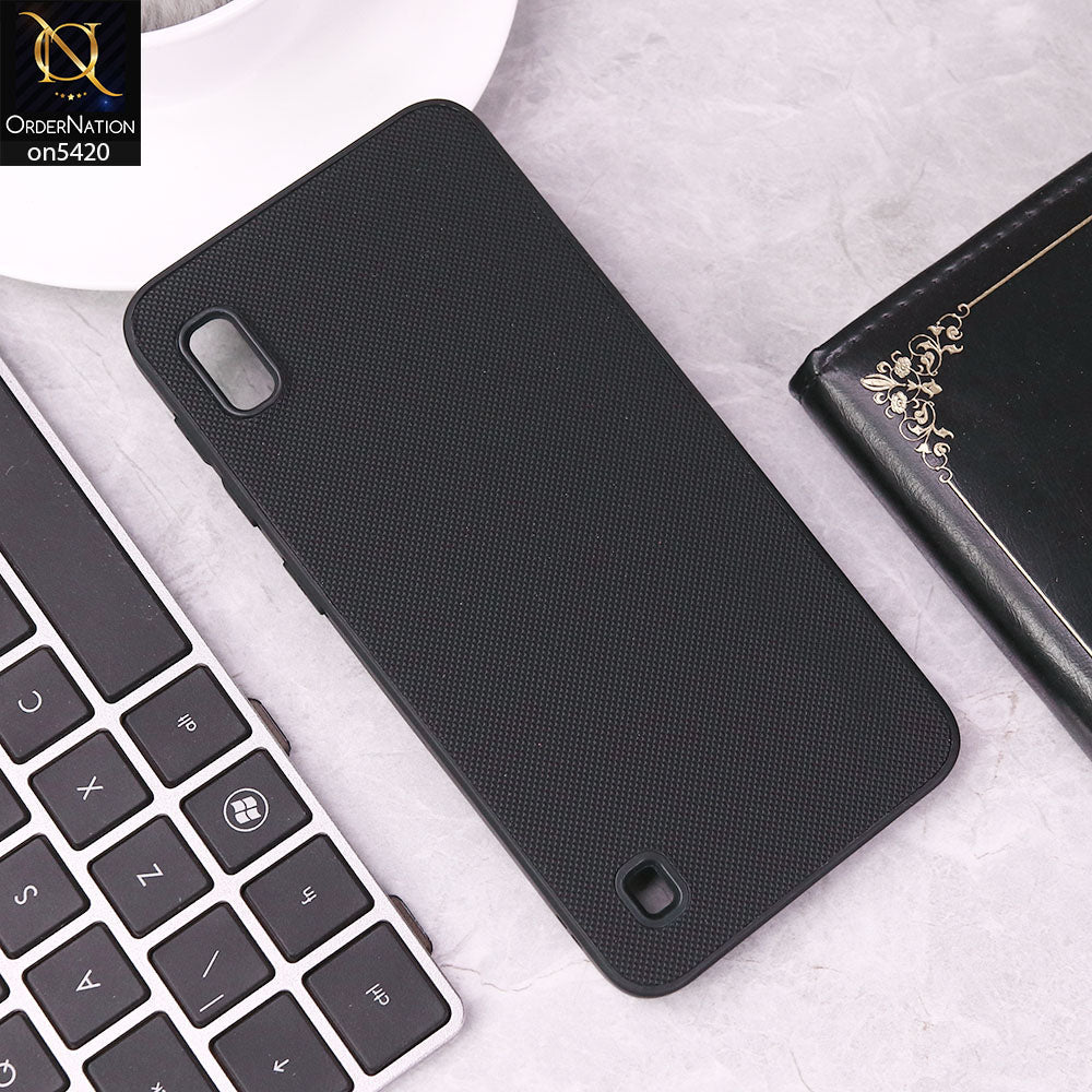 Samsung Galaxy A10 Cover - Black - New Dotted Leather Texture Soft Borders Case