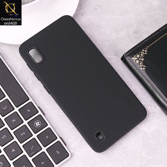 Samsung Galaxy A10 Cover - Black - New Dotted Leather Texture Soft Borders Case