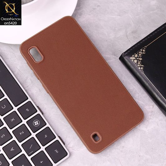 Samsung Galaxy A10 Cover - Brown - New Dotted Leather Texture Soft Borders Case