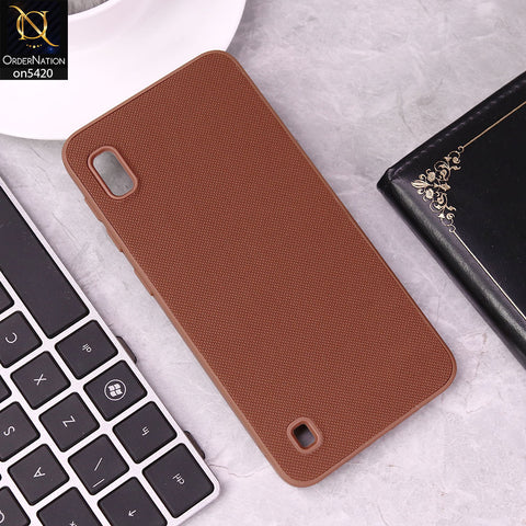 Samsung Galaxy A10 Cover - Brown - New Dotted Leather Texture Soft Borders Case