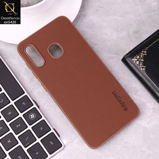 Samsung Galaxy A30 Cover - Brown - New Dotted Leather Texture Soft Borders Case