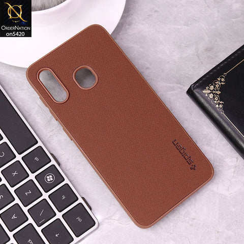 Samsung Galaxy A30 Cover - Brown - New Dotted Leather Texture Soft Borders Case