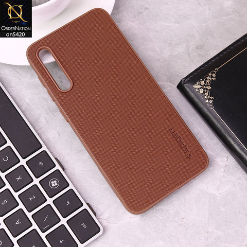Samsung Galaxy A50s Cover - Brown - New Dotted Leather Texture Soft Borders Case