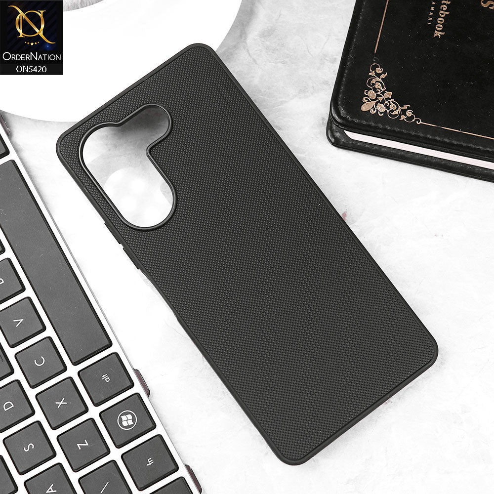 Tecno Camon 20 Cover - Black - New Dotted Leather Texture Soft Borders Case