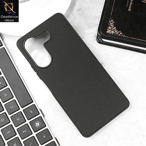 Tecno Camon 20 Cover - Black - New Dotted Leather Texture Soft Borders Case
