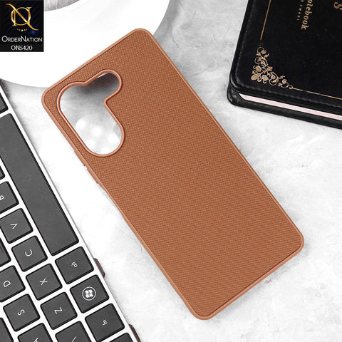 Tecno Camon 20 Cover - Brown - New Dotted Leather Texture Soft Borders Case