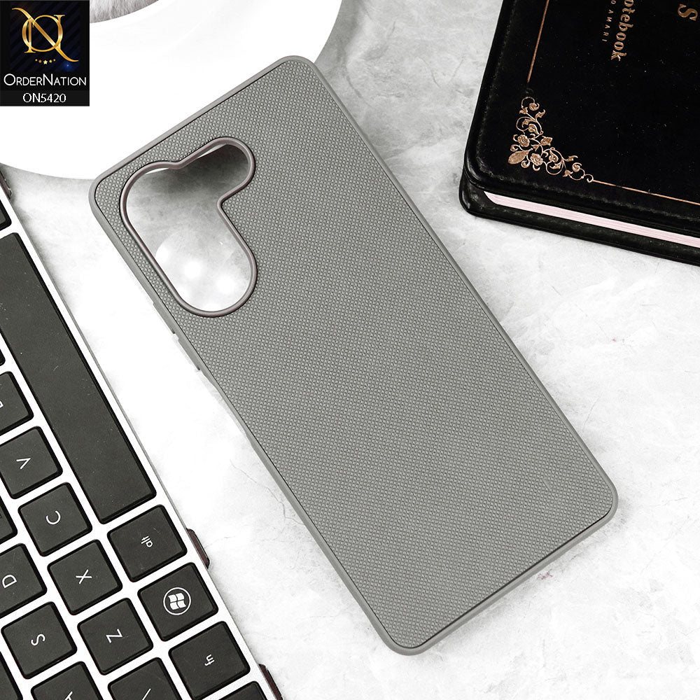 Tecno Camon 20 Pro Cover - Gray - New Dotted Leather Texture Soft Borders Case