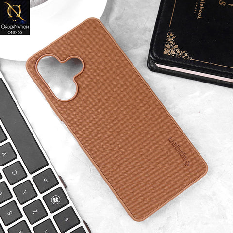 Infinix Hot 30 Cover - Brown - New Dotted Leather Texture Soft Borders Case
