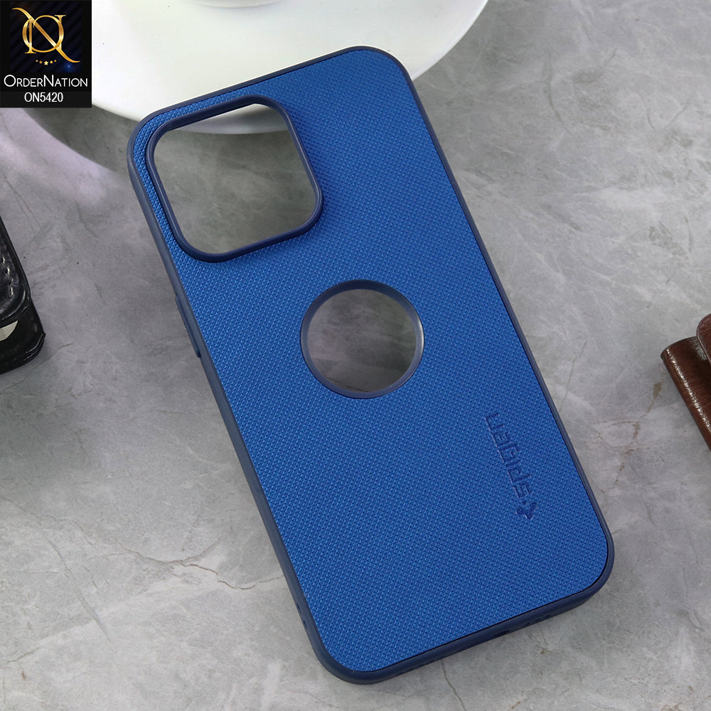 iPhone 13 Pro Cover - Blue  - New Dotted Leather Texture Soft Borders Case