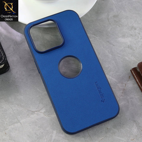 iPhone 14 Pro Cover - Blue  - New Dotted Leather Texture Soft Borders Case