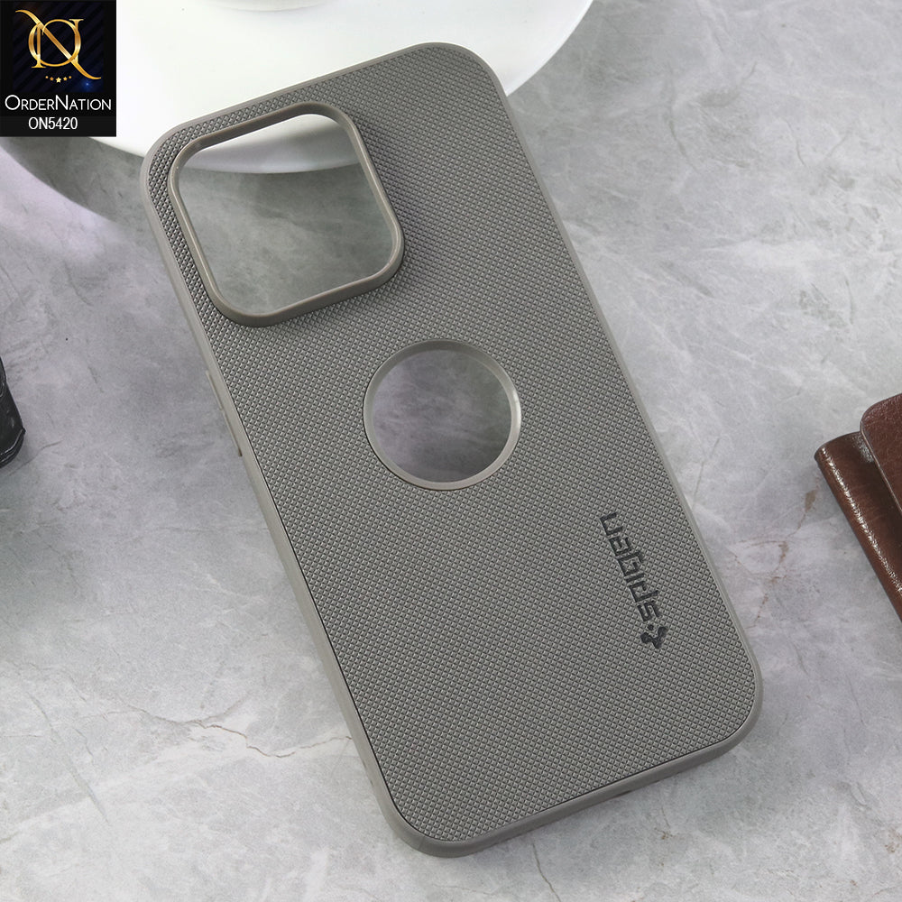 iPhone 14 Pro Cover - Gray  - New Dotted Leather Texture Soft Borders Case